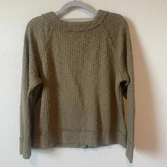 Vince Camuto Cardigan Womens Large Olive Green Sweater V Neck Button Front Knit - Picture 8 of 9